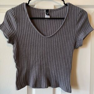 Windsor Gray Ribbed Knit Top